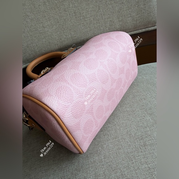 NWT!COACH Mini Rowan Crossbody Bag In Signature With Charms(CEK79)powder pink - Picture 5 of 8